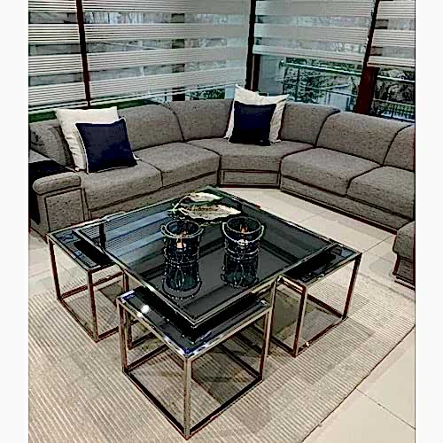 Kare Model Aynalı Yonca Orta Sehpa