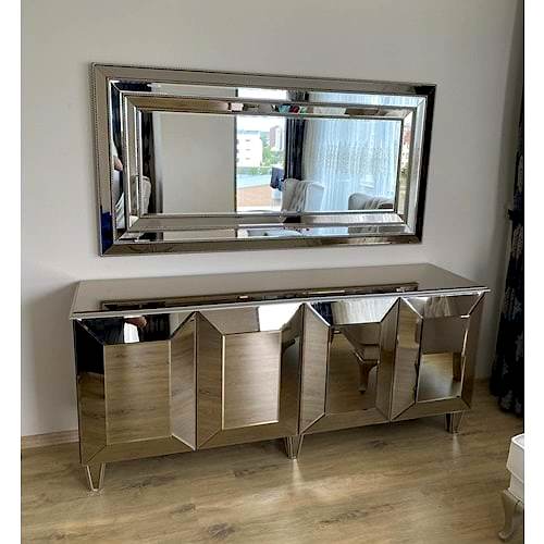 Göbekli Bronz Aynalı Konsol