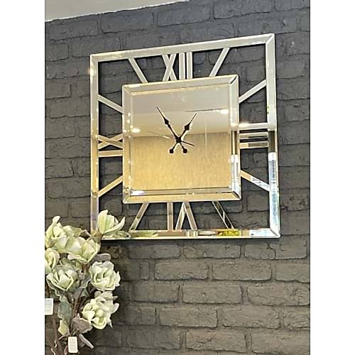 AYM1001 Kare Saat Gümüş 70x70